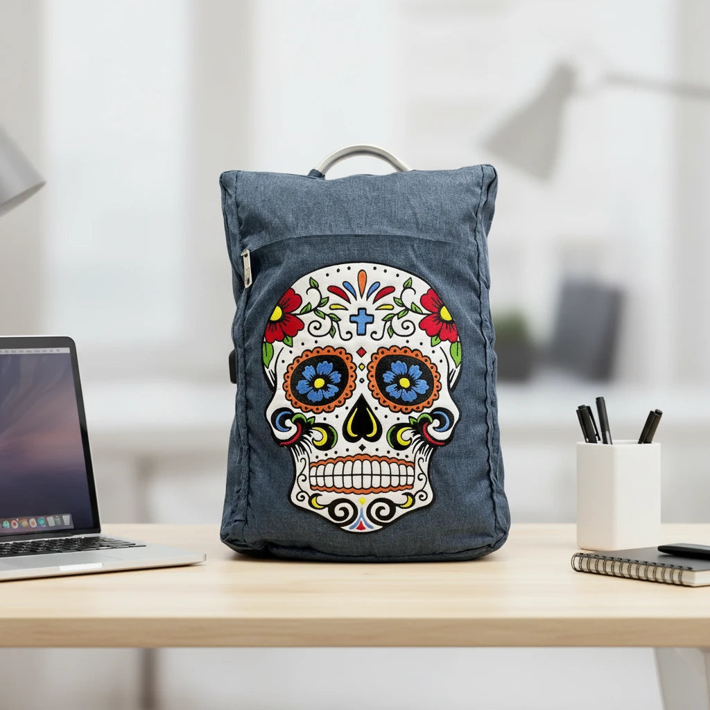 Zaino Teschio Messicano Jeans - deciccoartstudio.com
